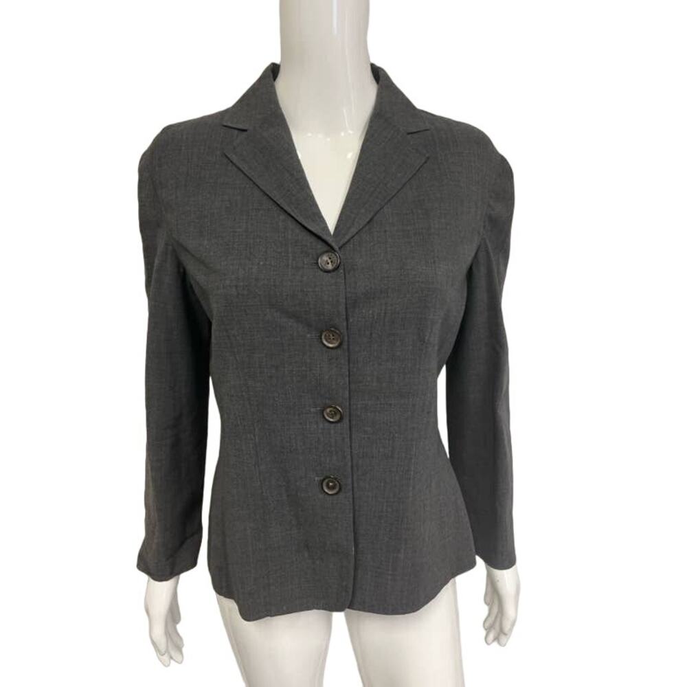 CELINE Gray Wool Collared Button Closure Long Sleeves Blazer Jacket 40 US 8